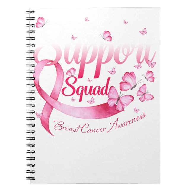 Rosa Butterfly Warrior Support Squad Breast Cancer Anteckningsbok (Framsidan)