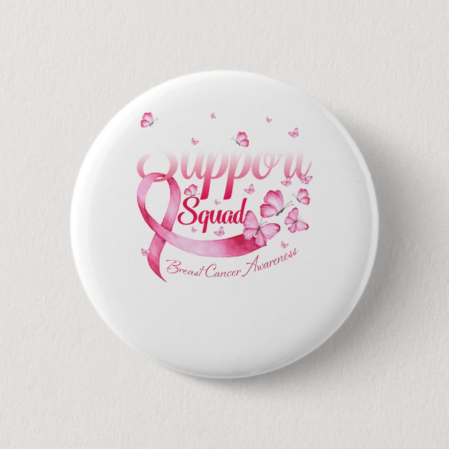 Rosa Butterfly Warrior Support Squad Breast Cancer Knapp (Framsida)