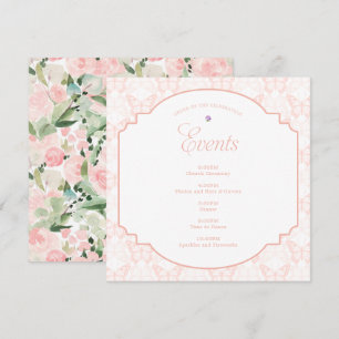 Rosa Butterfly Watercolor Blommigt Party Program