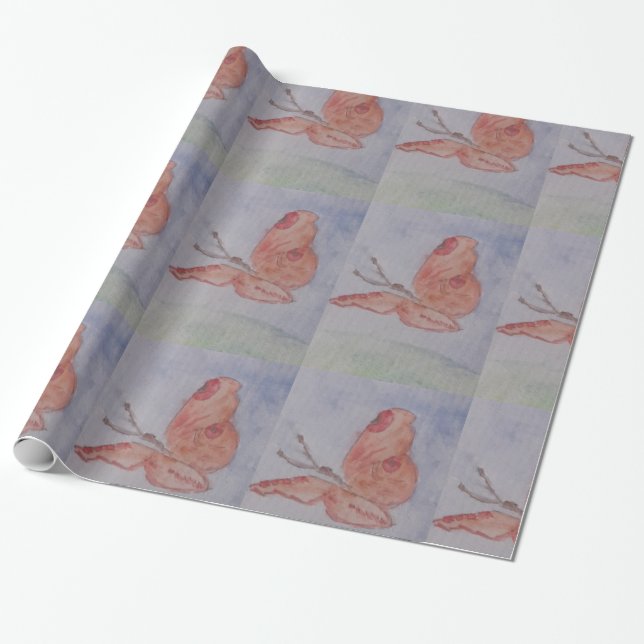 Rosa Butterfly Wrapping Papper Presentpapper (Utrullad)