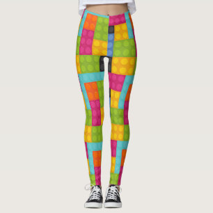 rosa byggnad blockerar benen leggings