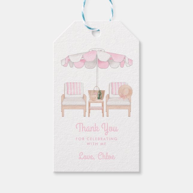 Rosa Cabana Bachelorette Helg | Tack Gift Presentetikett (Framsidan)