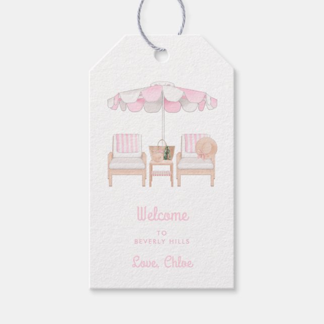 Rosa Cabana Bachelorette Helg | Välkomsthälsning Presentetikett (Framsidan)