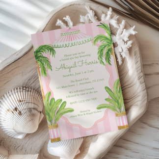 Rosa Cabana-ränder Palm Beach Inbjudningar