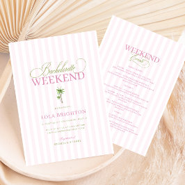 Rosa Cabana-randig Palm Beach Möhippa-fest Inbjudningar