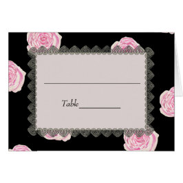 Rosa Cabbage Ro & Black Snöre Bröllop Place Card Hälsningskort