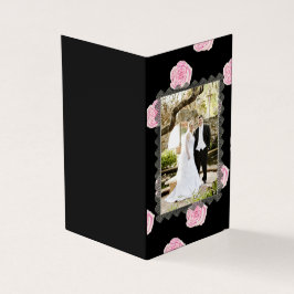 Rosa Cabbage Ro och Black Snöre Bröllop Kort