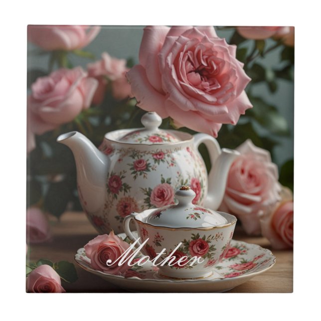 Rosa Cabbage Ro Tea Kakelplatta (Framsidan)
