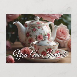 Rosa Cabbage Ro Tea-vykort för inbjudan Vykort