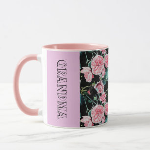 Rosa Cabbage Rosor Ro Grandma blommigt Mugg