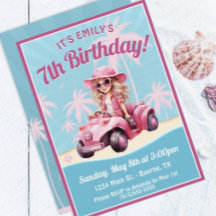 Rosa cabriolet strand födelsedag