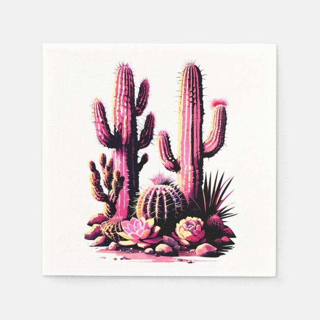 Rosa Cacti Batch Pappersservett (Framsidan)