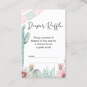 Rosa Cactus fiesta Themed Diaper Raffle Insert Visitkort