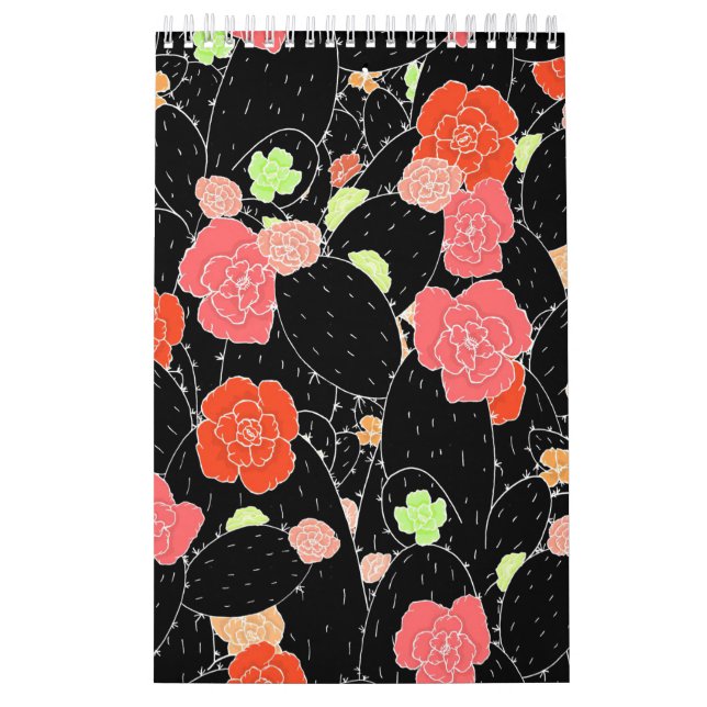 Rosa Cactus Flower Sketch Kalender (Omslag)