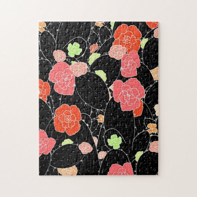 Rosa Cactus Flower Sketch Pussel (Vertikal)
