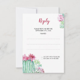 Rosa Cactus Flowers Succulent Bröllop Reply Cards OSA Kort