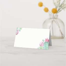 Rosa Cactus Flowers Succulents Watercolor Bröllop Placeringskort