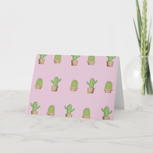 Rosa Cactus Greeting Card Kort (Framsida)