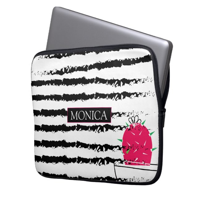 Rosa Cactus Monogram Laptop Fodral (Framsidan Vänster)