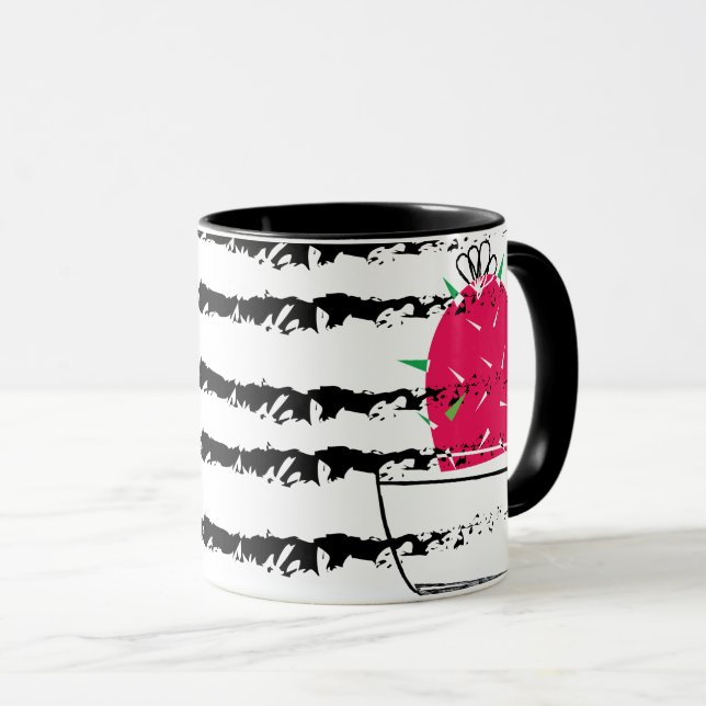Rosa Cactus Monogram stripe Mugg (Framsida höger)