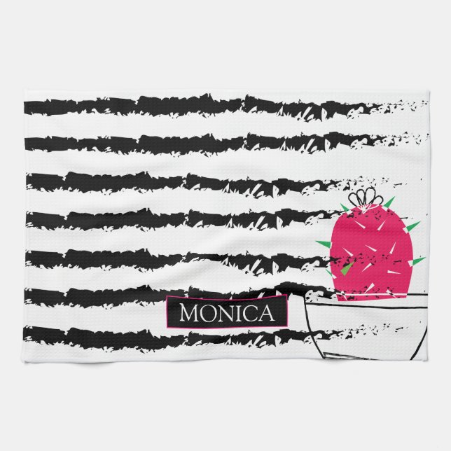 Rosa Cactus mönster design Kökshandduk (Horisontell)