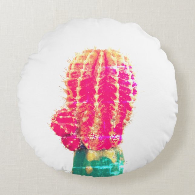 Rosa Cactus Photo Round cushion Rund Kudde (Framsidan)
