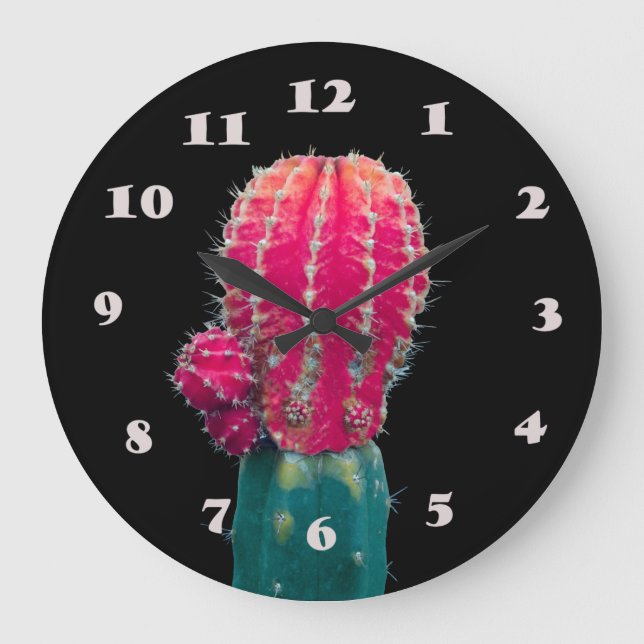 Rosa Cactus Photo Wall Clock Stor Klocka (Framsida)