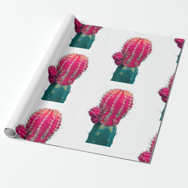 Rosa Cactus Photo Wrapping Papper Presentpapper (Utrullad)