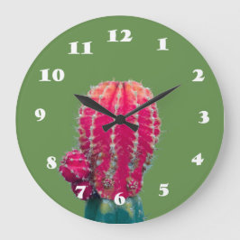 Rosa Cactus Photography Wall Clock Stor Klocka