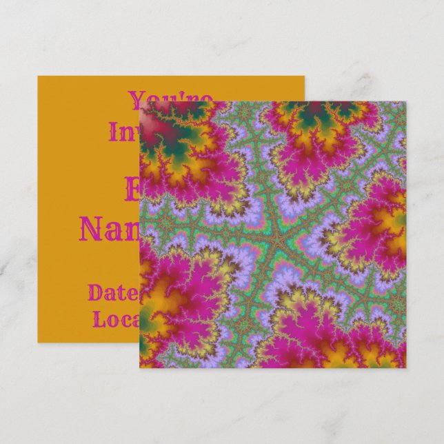 Rosa Cactus Starfish Inbjudningar (Fram/baksida)