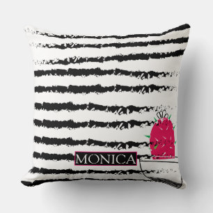 Rosa Cactus stripe mönster monogram Kudde