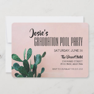 Rosa Cactus Studenten Bassäng Party Inbjudningar
