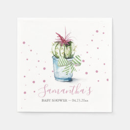 Rosa Cactus Theme Baby Shower Pappersservett