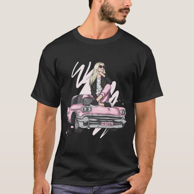 Rosa Cadillac - Girl Sitta on Rosa Cadillac T Shirt (Framsida)