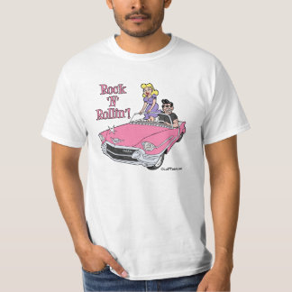 Rosa Cadillac med greaser- & flickvänT-tröja T-shirt