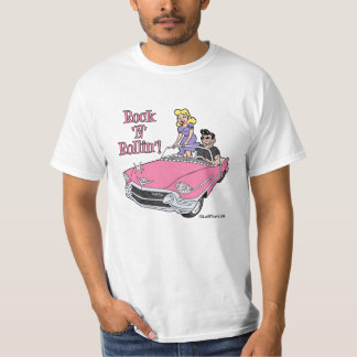 Rosa Cadillac med greaser- & flickvänT-tröja Tee Shirt