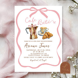 Rosa Café Bébé Flick Baby Brunch Shower Inbjudan