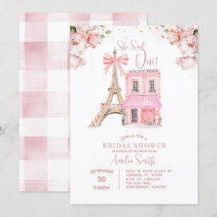 Rosa Cafe Paris Bow Eiffel Möhippa Inbjudningar