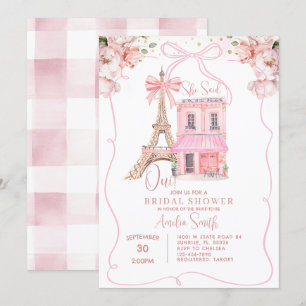 Rosa Cafe Paris Bow Eiffel Torn Möhippa Inbjudningar