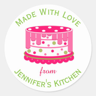 Rosa Cake Anpassningsbar Baked Goods Sticker Runt Klistermärke