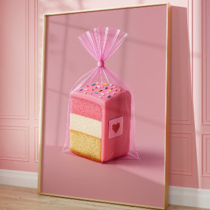 Rosa Cake Art Print, Cute Pastel Wall Bakery Poster