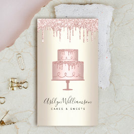 Rosa Cake Bakery Glitter Drives Guld Chef Dessert Visitkort