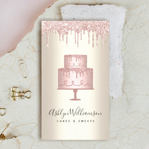 Rosa Cake Bakery Glitter Drives Guld Chef Dessert Visitkort