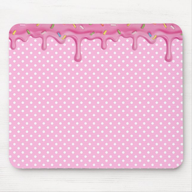 Rosa Cake Frosting på Polka dots Musmatta (Framsidan)