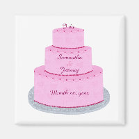 Rosa Cake Hearts Personlig Spara date Magnets