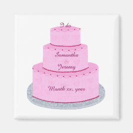 Rosa Cake Hearts Personlig Spara date Magnets Magnet