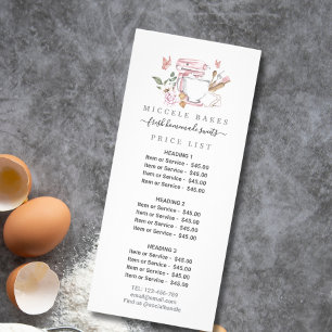 Rosa Cake Mixer Blommigt Bakery Service Pris Reklamkort