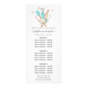 Rosa Cake Mixer Blommigt Bakery Service Pris Reklamkort