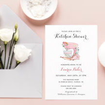 Rosa Cake mixer Kitchen Inbjudningskort för möhipp