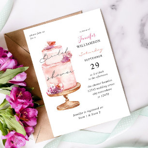 Rosa Cake Möhippa Inbjudningar